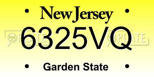 6325VQ New Jersey License Plate