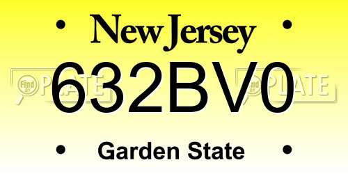 632BV0 New Jersey License Plate