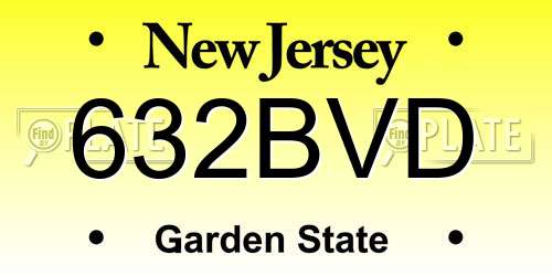 632BVD New Jersey License Plate