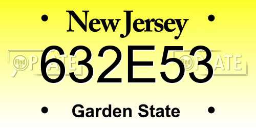 632E53 New Jersey License Plate