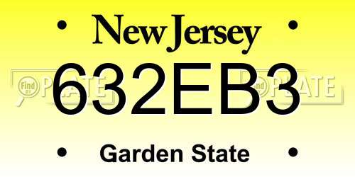 632EB3 New Jersey License Plate