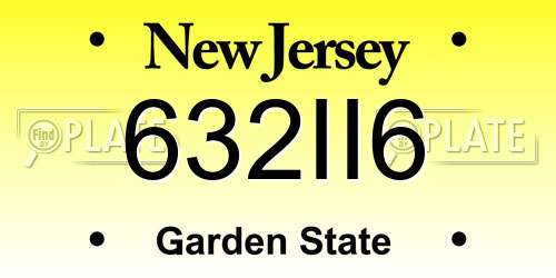 632II6 New Jersey License Plate