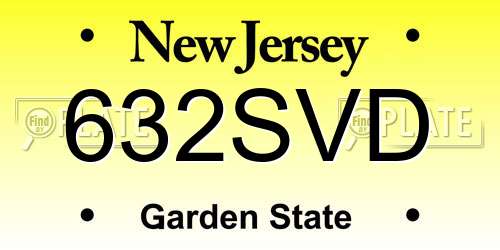 632SVD New Jersey License Plate