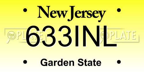 633INL New Jersey License Plate