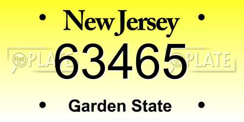 63465 New Jersey License Plate
