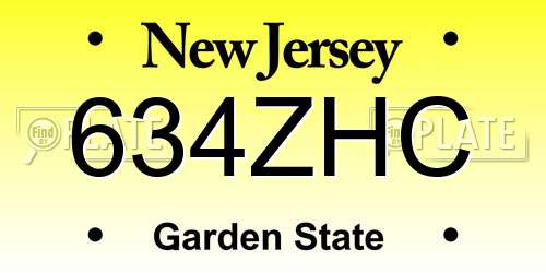 634ZHC New Jersey License Plate