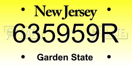 635959R New Jersey License Plate