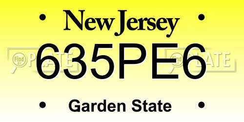 635PE6 New Jersey License Plate