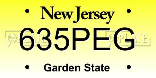 635PEG New Jersey License Plate