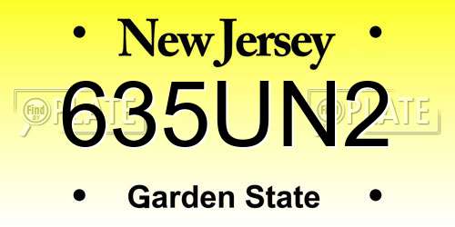 635UN2 New Jersey License Plate