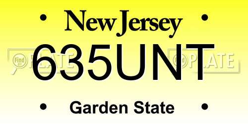 635UNT New Jersey License Plate