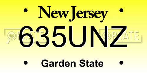 635UNZ New Jersey License Plate