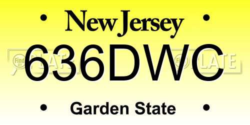 636DWC New Jersey License Plate