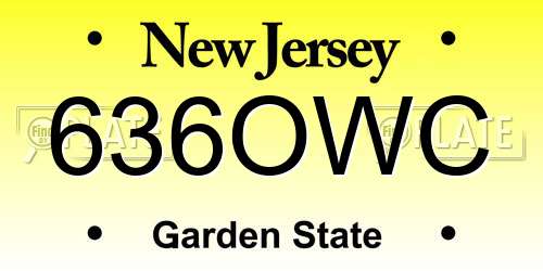 636OWC New Jersey License Plate