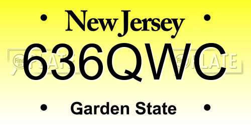 636QWC New Jersey License Plate