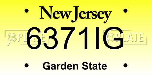 6371IG New Jersey License Plate