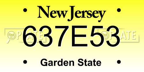 637E53 New Jersey License Plate