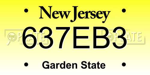 637EB3 New Jersey License Plate