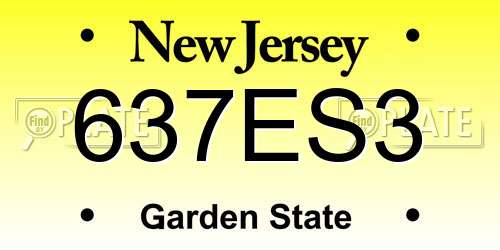 637ES3 New Jersey License Plate