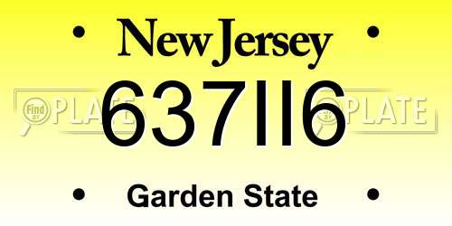 637II6 New Jersey License Plate