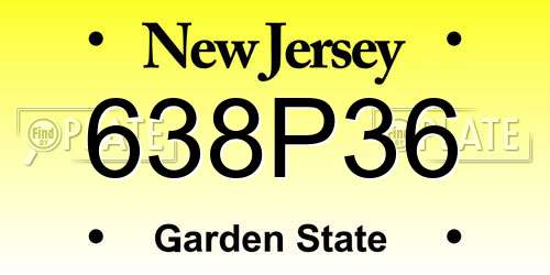 638P36 New Jersey License Plate