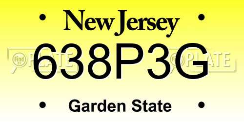 638P3G New Jersey License Plate