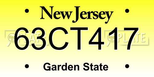63CT417 New Jersey License Plate