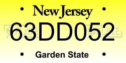 63DD052 New Jersey License Plate