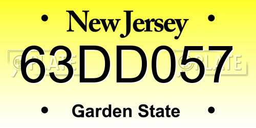 63DD057 New Jersey License Plate
