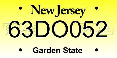 63DO052 New Jersey License Plate