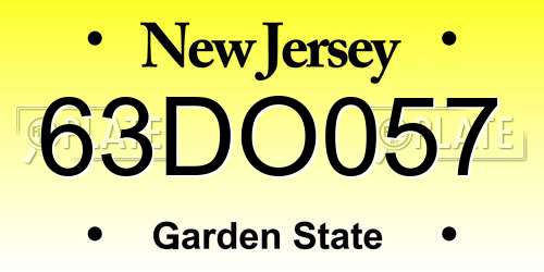 63DO057 New Jersey License Plate