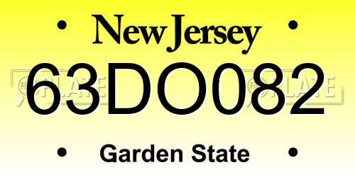 63DO082 New Jersey License Plate