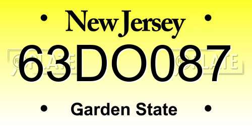 63DO087 New Jersey License Plate