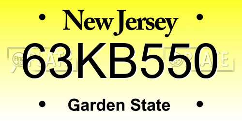 63KB550 New Jersey License Plate