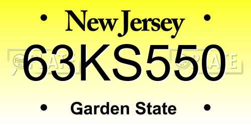63KS550 New Jersey License Plate