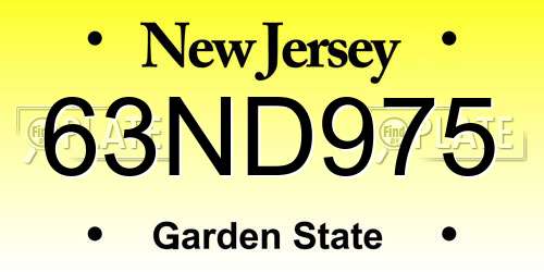 63ND975 New Jersey License Plate