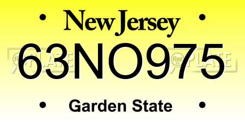 63NO975 New Jersey License Plate