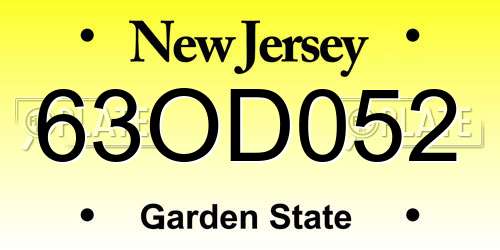63OD052 New Jersey License Plate