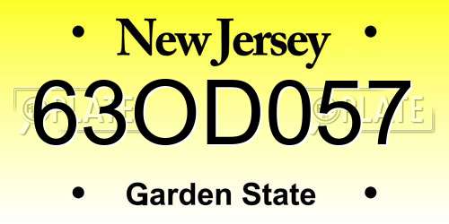 63OD057 New Jersey License Plate
