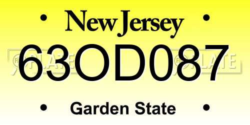 63OD087 New Jersey License Plate