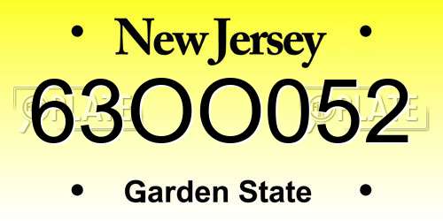63OO052 New Jersey License Plate