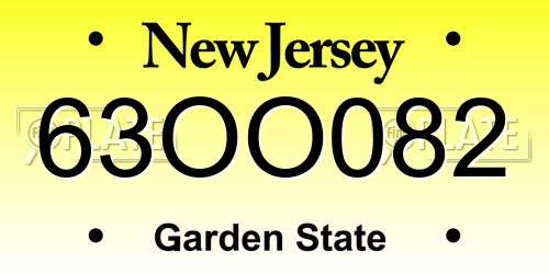 63OO082 New Jersey License Plate