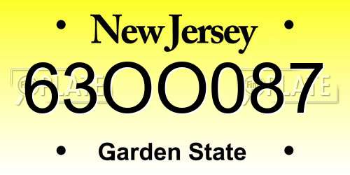 63OO087 New Jersey License Plate