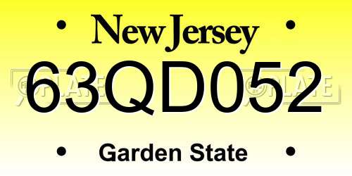 63QD052 New Jersey License Plate