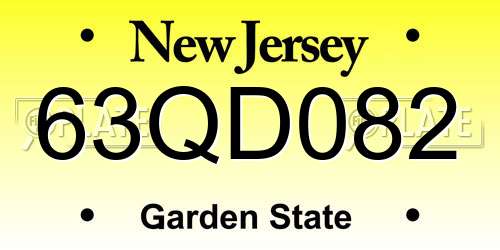 63QD082 New Jersey License Plate