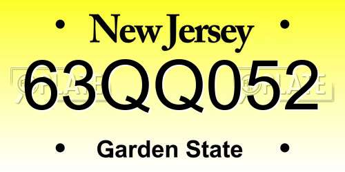 63QQ052 New Jersey License Plate