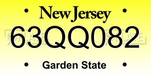 63QQ082 New Jersey License Plate