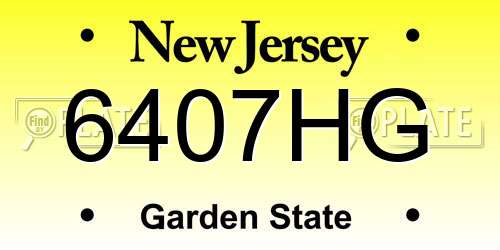 6407HG New Jersey License Plate