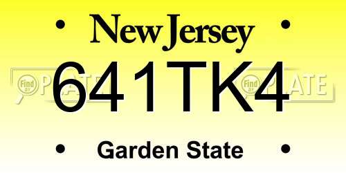 641TK4 New Jersey License Plate