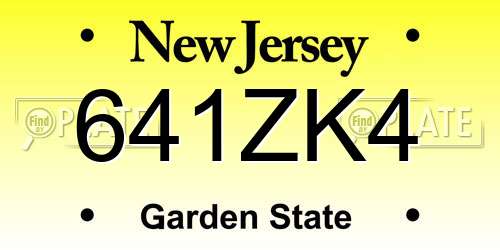 641ZK4 New Jersey License Plate